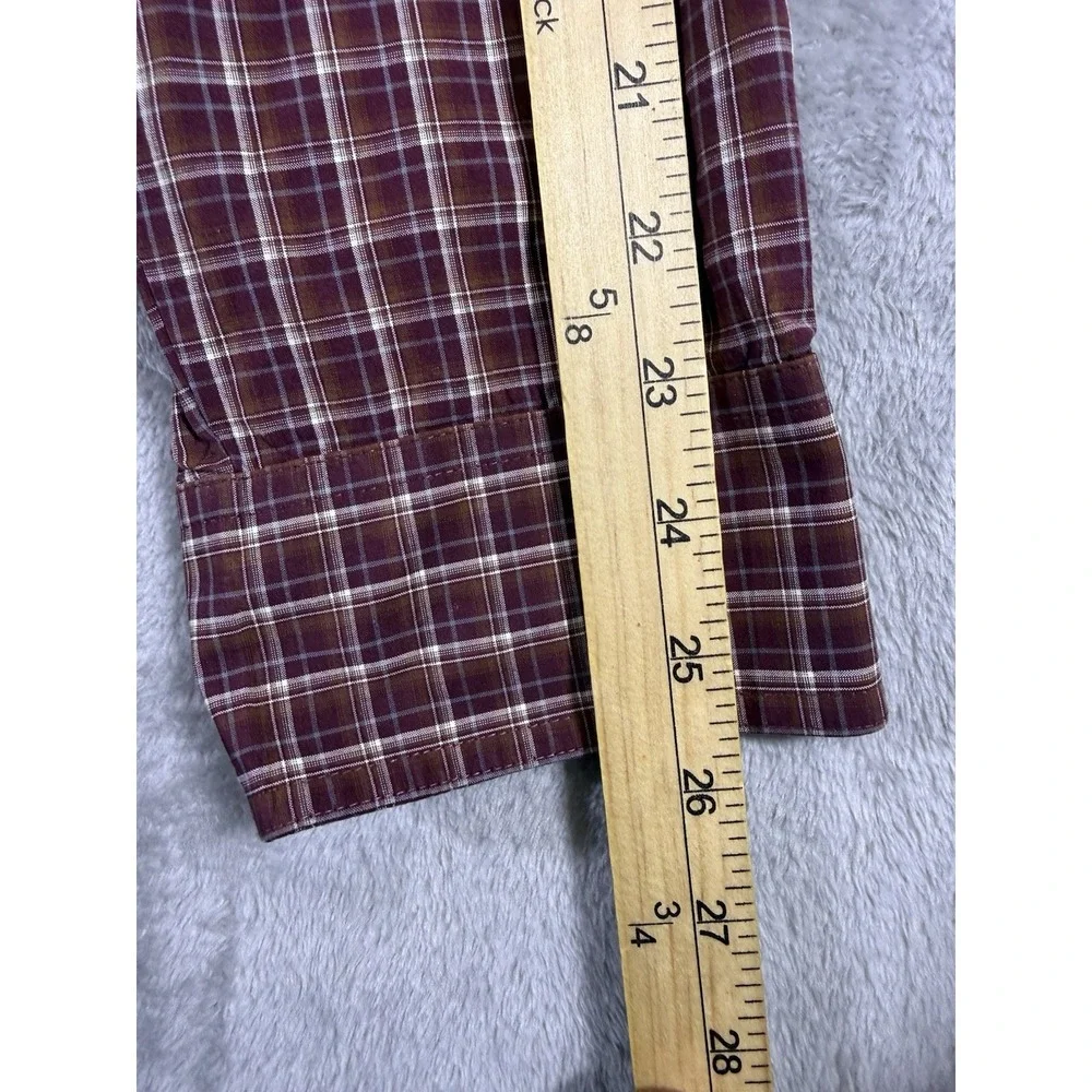 Ariat Pro SeriesShirt Men 2XL Maroon White Plaid Long Sleeve Button Down Western
